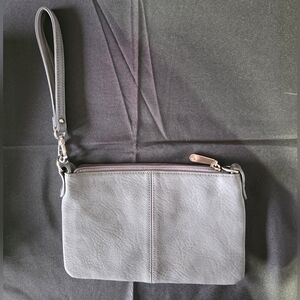 Charming Charlie Gray Silver Mandmade Materials Clutch Wristlet Wallet Bag Purse